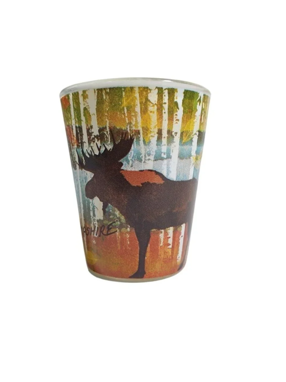 New Hampshire Moose Shot Glass Scenic Design Cape Shore Collectible Yarmouth ME